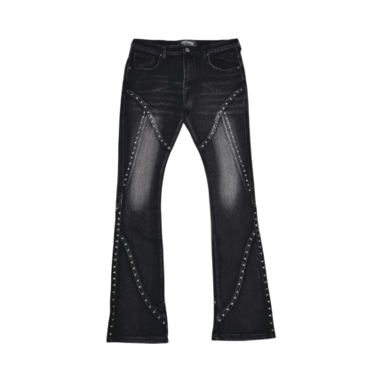 Vicious Denim "Black Flare Triangle Rhinestones"